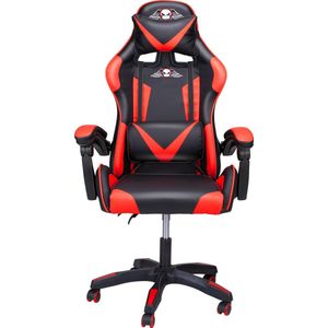 No Fear Gaming Stoel - Game Stoel - Bureaustoel - Hoogte Verstelbaar 46 Tot 56cm - Rood/Zwart