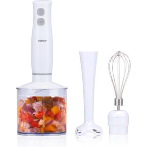alpina Staafmixer Set - Handmixer met Hakmolen, Pureerstaf en Garde - Elektrische Mixer en Blender 400W - Wit