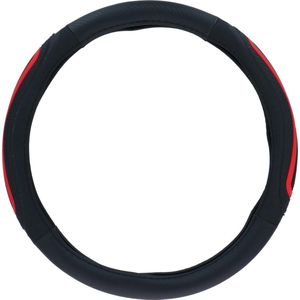 Dunlop Stuurhoes Auto 38CM - Geschikt voor Stuurwielen 37-39CM - Comfortabele Grip - Anti-Slip - Auto Decoratie - Kunstleer - Zwart/Rood