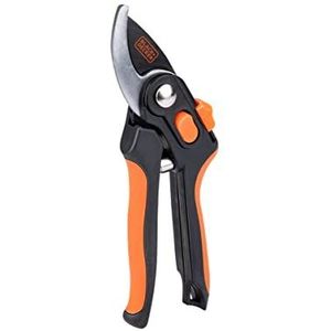 BLACK+DECKER Tuinschaar - 20,3 CM - Gehard Stalen Bladen - 13 MM Knipdikte - Zwart/ Oranje