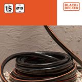 BLACK+DECKER Tuinslang 15 Meter - 19MM - Duurzaam PVC - Tuin Besproeien, Auto Wassen, Zwembad Vullen - Past op Elke Standaard Kraan - Zwart/Oranje
