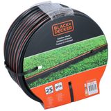 BLACK+DECKER Tuinslang 25 meter, diameter 13 mm, duurzaam pvc, tuinirrigatie, autowassen, zwembadvulling, geschikt voor elke standaard kraan, zwart/oranje