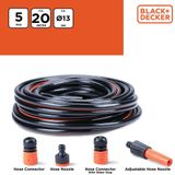 BLACK+DECKER Tuinslang - tuinslang koppeling set 5 stuks - 20 meter - max. 6Bar - PVC - zwart/oranje
