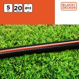 BLACK+DECKER Tuinslang met Koppelingen - Tuinslang Koppelingen Set 5 Stuks - 20 Meter - Max. 6Bar - PVC - Zwart/Oranje