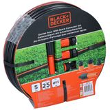 BLACK+DECKER Tuinslang met Koppelingen - Tuinslang Koppelingen Set 5 Stuks - 25 Meter - Max. 6Bar - PVC - Zwart/Oranje
