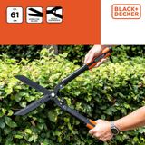 BLACK+DECKER Heggenschaar - getande stalen messen - 61 cm - zwart/oranje