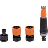 BLACK+DECKER Tuinslangkoppelingen set van 4 - tuinslangkoppelingen / 2x waterstopper/afstandhouders - zwart/oranje