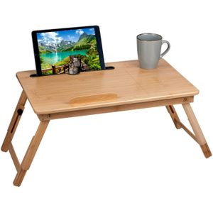 Schoottafel met Cuphouder en Tablethouder - Laptopstandaard - Bamboe