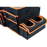 BLACK+DECKER Kofferbakopslag, trekhaak, 47,5 x 25 x 30 cm, met meerdere vakken, auto-organizer incl. 2 bekerhouders, zwart