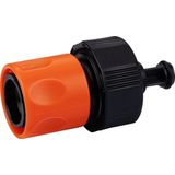 BLACK+DECKER Tuinslang Snelkoppeling - met Waterstop - 5/8'-3/4' - ⌀16-19 mm - Kunststof - Zwart/ Oranje