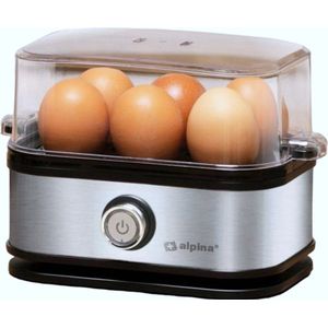alpina Eierkoker - 6 Eieren - Incl. Eierprikker en Maatbeker - Verwijderbare Eiertray - RVS