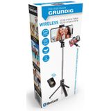 Grundig Selfiestick en statief, statief voor smartphone, met bluetooth-afstandsbediening, smartphones van 58 tot 100 mm, uitbreidbaar van 19 tot 70 cm, kunststof, zwart