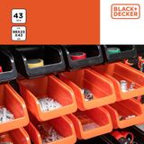 BLACK+DECKER Gereedschapsbord met Opbergbakjes en Hangers - 98 x 23 x 43 CM - 43 Onderdelen - Gereedschapswand