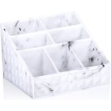 Edco - Make-up Organizer - Wit - Marmer Look - Kunststof - 7 Vakjes