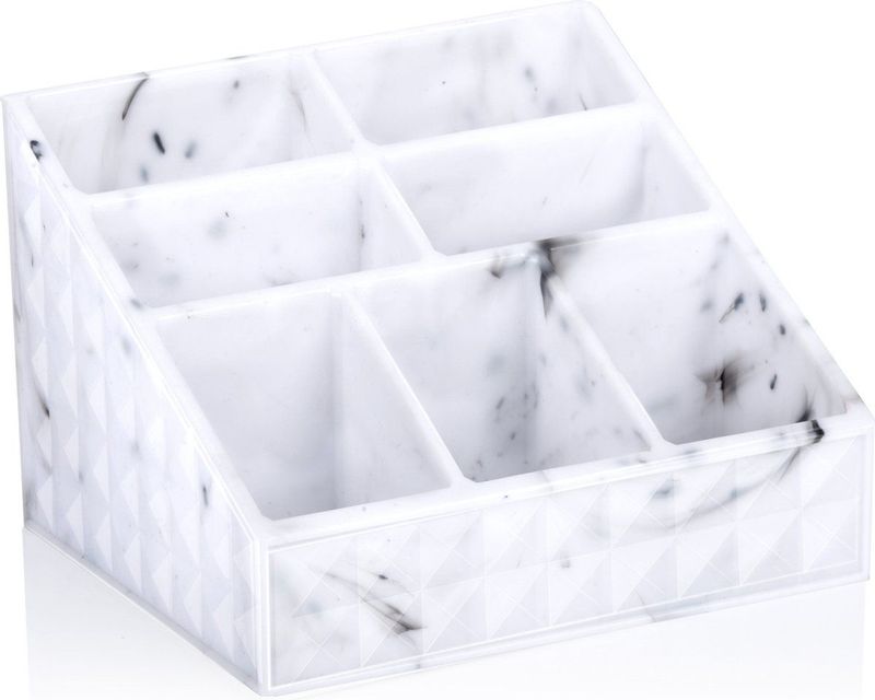 Edco - Make-up Organizer - Wit - Marmer Look - Kunststof - 7 Vakjes