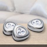 Grundig LED-spots 5 stuks - kastverlichting - touch lamp - werkt op batterijen - zelfklevend - kunststof - zilver