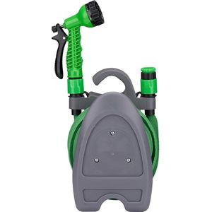 Kinzo Tuinslang Flexibel 10M - Tuinslangen Incl. Opzetstuk en Tuinslanghouder - Tuinslang met Sproeikop met 7 Spraystanden - Kunststof - Groen/Grijs