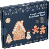 Kerst thema koekvormpjes - 12x st - gingerbread house - uitsteekvormpjes - koekjes bakken