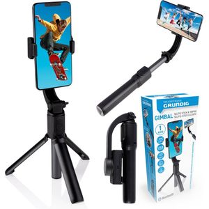 Grundig 2-in-1 Selfiestick Mini Tripod - Gimbal Stabilisator - Zwart