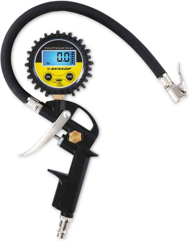 Dunlop - Digitale Drukmeter - Zwart - Batterij Aangedreven - 30 CM Luchtslang