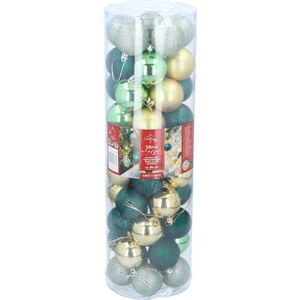 Christmas Gifts Kerstballen Set Goud/Groen - 50 Stuks Kunststof Kerstballen - Kerstversiering