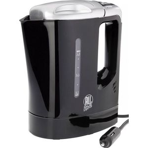 All Ride - Reis Waterkoker 12V - Auto Waterkoker 0.8L - Aansluiting op Sigarettenaansteker Auto - Warme Dranken Onderweg - voor Auto, Camper, Boot en Vrachtwagen - Kunststof - Zwart