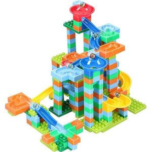 Eddy Toys Knikkerbaan - 388-Delig - met Knikkers - Kunststof - Roo - Gee - Groe - Blau - Oranje
