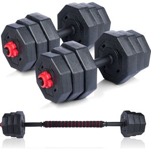 Umbro Halterset - 20 KG - Verstelbare Dumbells en Barbell - Gewichten van 1.25 KG, 1.5KG en 2KG - Kunststof