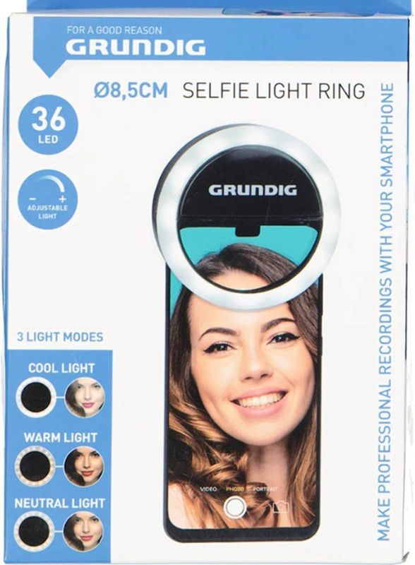 Grundig Selfie Light Ring - 36 LED - 3 Light Modes