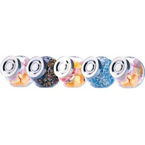 Glazen Voorraadpot - Set van 5 - 200ml - Voor Kruiden en Specerijen