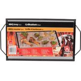 BBQ collection Barbecuerooster en Tray -  40 x 20 x 3 cm - Voor Vis, Vlees en Groenten - Metaal - Zwart