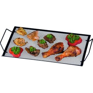 BBQ collection Barbecuerooster en Tray -  40 x 20 x 3 cm - Voor Vis, Vlees en Groenten - Metaal - Zwart