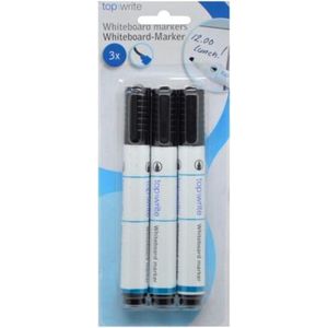 TopWrite - Marker Whiteboard - Zwart - 3 stuks