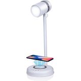 Grundig Bureaulamp Led 3-in-1 - Qi Technologie - Draadloze Telefoonoplader -  Bluetooth Speaker - 4 Standen - Wit
