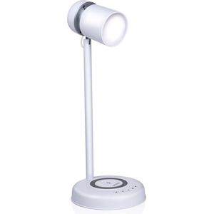 Lampe Desktop led 3 en 1 - Qi-Technologie - Kabelloses Handy-Ladegerät - Altavoz Bluetooth - 4 Beine - White - Grundig