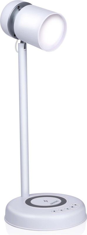 Grundig Bureaulamp Led 3-in-1 - Qi Technologie - Draadloze Telefoonoplader -  Bluetooth Speaker - 4 Standen - Wit