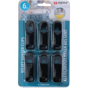 Alpina - Kledinghangers - Zwart - Knijpers voor Kleerhangers - Set van 6