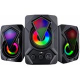 No Fear Speakerset - 3 Stuks - Lichtgevend - USB-aanlsuiting - Bluetooth/ Aux - Zwart