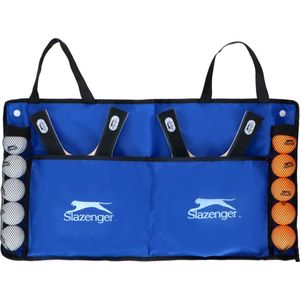 Slazenger Set van 15 tafeltennisbatjes met draagtas, 4 batjes, 10 tafeltennisballen, pingpong