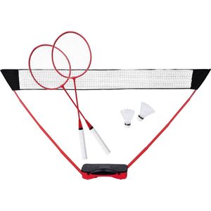 Donnay Badmintonset - 2 Personen - Badmintonrackets - Shuttles - Badminton Net - Incl. Reiskoffer