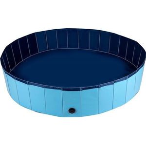 maxxpro Hondenzwembad, 160 x 30 cm, grote hondenrassen, opvouwbaar, anti-slip bodem, met afvoerventiel, blauw