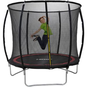 Dunlop Sports Trampoline 6FT - 183 x 50 cm - Tuintrampoline met veiligheidsnet 200 cm - Kindertrampoline - Max. 80 kg - zwart/rood