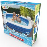 Creative Kids Vijfhoekig Familiezwembad - Opblaasbaar - 2 Loungestoelen - 213 x 206 x 60 cm - Drankjeshouders - Hoofdsteunen