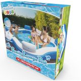 Creative Kids - Vierkant Familiezwembad - Opblaasbaar - 4 Loungestoelen - 183 x 183 x 51 cm - Drankjeshouders - Hoofdsteunen
