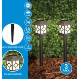Grundig Solar Tuinverlichting - Tuinfakkels 3 Stuks - Warm Wit LED-Licht - Batterijduur 6 tot 8 Uur - voor Tuin en Balkon - Zwart