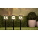 Grundig Solar Tuinverlichting - Tuinfakkels 3 Stuks - Warm Wit LED-Licht - Batterijduur 6 tot 8 Uur - voor Tuin en Balkon - Zwart