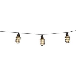 Grundig Lichtsnoer op Zonneenergie - Tuinverlichting 10 LED Lantaarns - 12 Lumen - Warm Wit Licht - Incl. Zonnepaneel - Batterijduur 8-6 Uur - Zwart