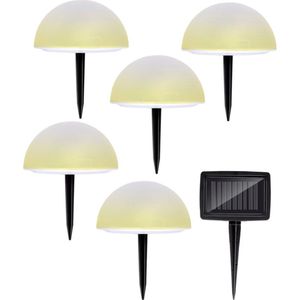 5 Grundig LED Solar Lichtbollen - Met Grondsteker - Halve Bol - Zonnepaneel - Wit