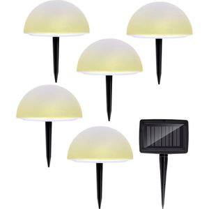 Grundig LED Solar Lichtbollen - Met Grondsteker - Halve Bol - 5 Stuks - Zonnepaneel - Wit