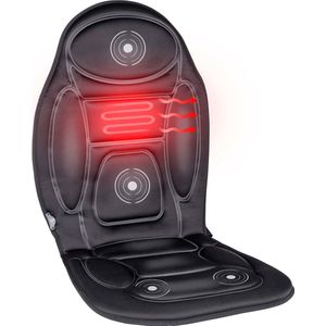 Dunlop Massagestoel Auto met Verwarmingsfunctie - 108 x 48 CM - 4 Massagemotoren en 1 Verwarmingselement - Aansluiting op Sigarettenaansteker Auto - Afstandsbediening met 13 Standen - Zwart
